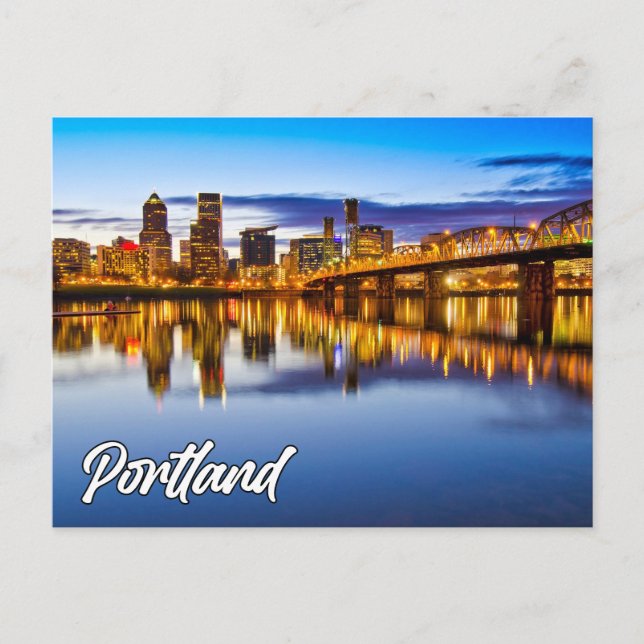 Portland, Oregon, At Sunset Postcard (Front)
