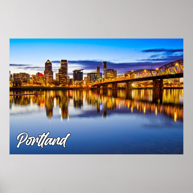 Portland, Oregon, At Sunset Poster (Front)