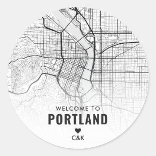 Portland, Oregon City Map   Wedding Welcome Classic Round Sticker