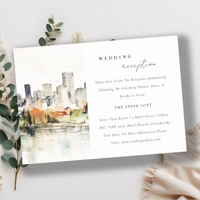 Portland Oregon City Scape Wedding Reception Enclosure Card (Creator Uploaded)