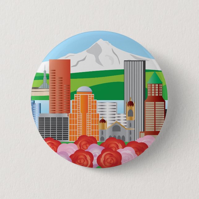 Portland Oregon Cityscape Button (Front)