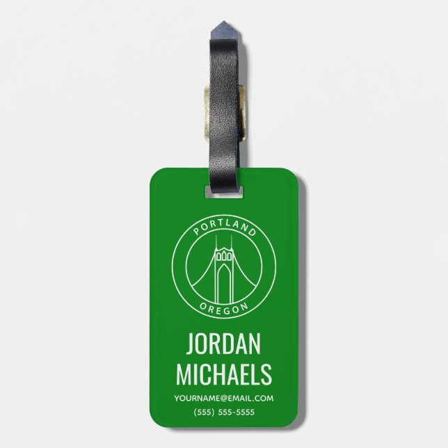 Portland Oregon Design Luggage Tag (Back Vertical)