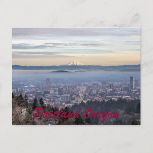Portland Oregon Downtown Foggy Cityscape Skyline Postcard