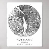 Portland Oregon Minimal Modern Circle Street Map