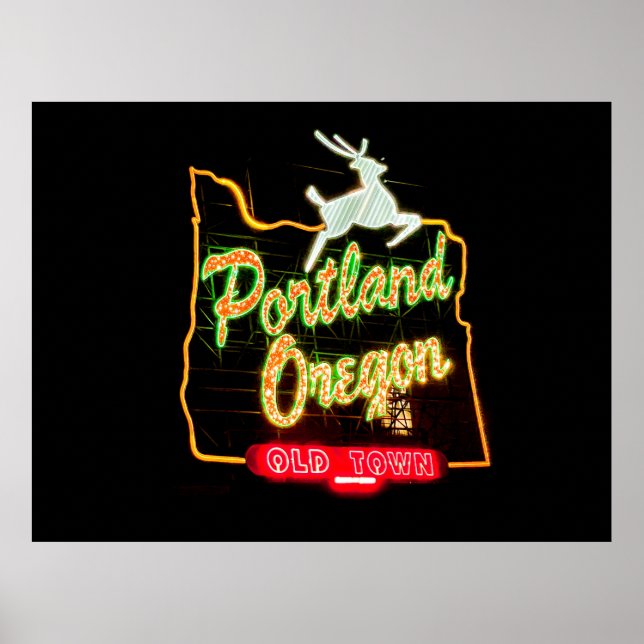 Portland, Oregon Poster Portland White Stag Sign (Front)