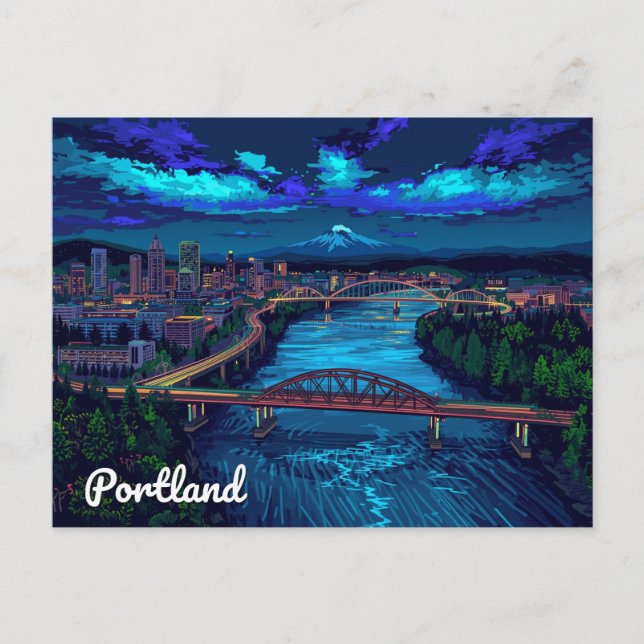 Portland Oregon Skyline Mount Hood Postcard (Front)