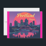 Portland Oregon Skyline Postcard<br><div class="desc">Capture the spirit of the Pacific Northwest with this retro Portland, Oregon skyline design! Featuring bold architecture, forest silhouettes, and a vibrant sunset backdrop, this vintage-inspired artwork perfectly blends city life with nature. Ideal for Portland lovers, travelers, and skyline art collectors, this design brings nostalgic charm to shirts, mugs, prints,...</div>