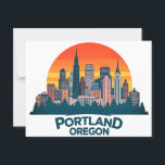 Portland Oregon Skyline Postcard<br><div class="desc">Capture the spirit of the Pacific Northwest with this retro Portland, Oregon skyline design! Featuring bold architecture, forest silhouettes, and a vibrant sunset backdrop, this vintage-inspired artwork perfectly blends city life with nature. Ideal for Portland lovers, travelers, and skyline art collectors, this design brings nostalgic charm to shirts, mugs, prints,...</div>