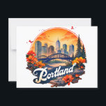 Portland Oregon Skyline Postcard<br><div class="desc">Capture the spirit of the Pacific Northwest with this retro Portland, Oregon skyline design! Featuring bold architecture, forest silhouettes, and a vibrant sunset backdrop, this vintage-inspired artwork perfectly blends city life with nature. Ideal for Portland lovers, travelers, and skyline art collectors, this design brings nostalgic charm to shirts, mugs, prints,...</div>