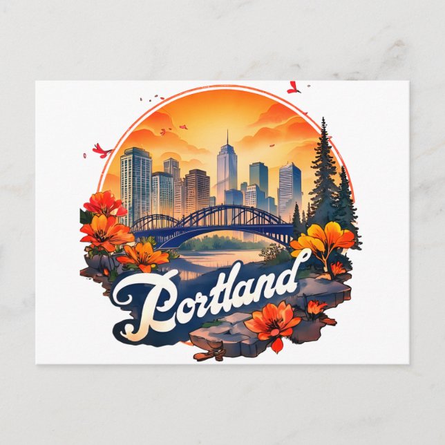 Portland Oregon Skyline Postcard (Front)