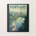 Portland Oregon Skyline Travel Art Vintage Jigsaw Puzzle<br><div class="desc">Portland retro vector travel design. With stunning views of Mount Hood,  countless parks,  and unique neighbourhoods,  it’s a top destination for eco-conscious travelers and urban explorers alike.</div>