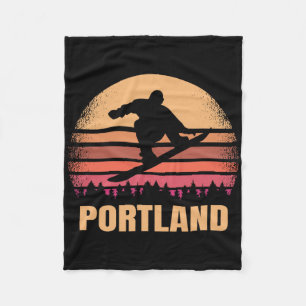 Portland Oregon Snowboarding Vintage Or Retro 80s  Fleece Blanket