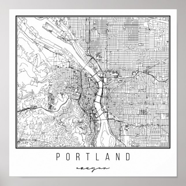 Portland Oregon Street Map Poster (Front)