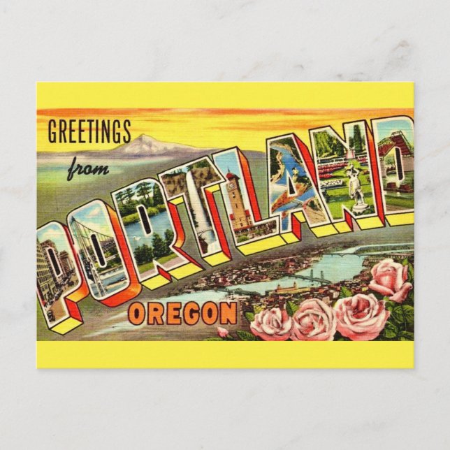 Portland Oregon Vintage Greeting Postcard (Front)