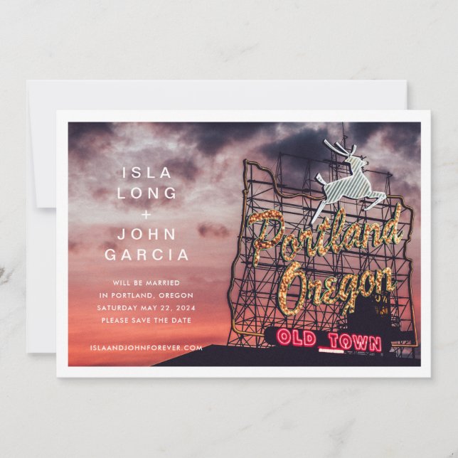 Portland Oregon Wedding Save the Date Invitation (Front)