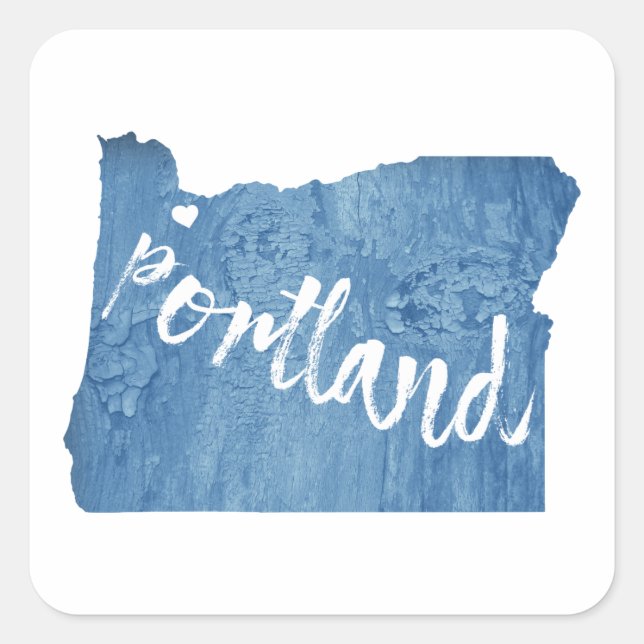 Portland, Oregon Wood Grain Square Sticker (Front)