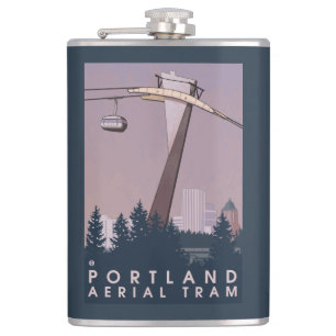 Portland, OregonAerial Tram Scene Hip Flask