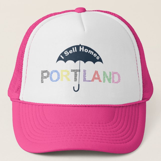 Portland Real Estate Homes Pink Baseball Cap Hat (Front)