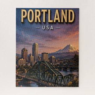 Portland Riverfront and City Bridges Jigsaw Puzzle