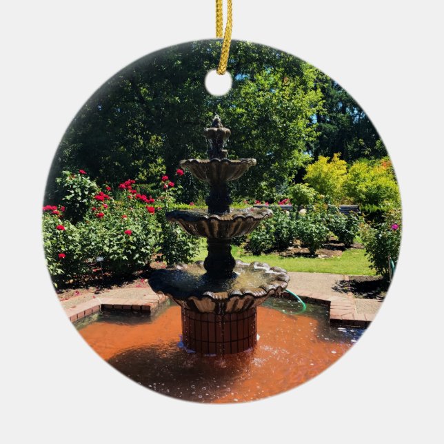 Portland Rose Garden, OR Ceramic Tree Decoration (Front)