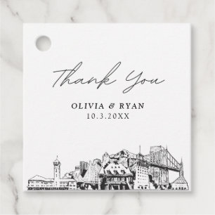 Portland Sketch Wedding Favour Tag