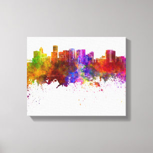 Portland skyline in watercolor background canvas print