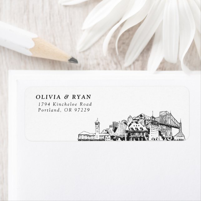 Portland Skyline Modern Return Address Labels (Insitu)