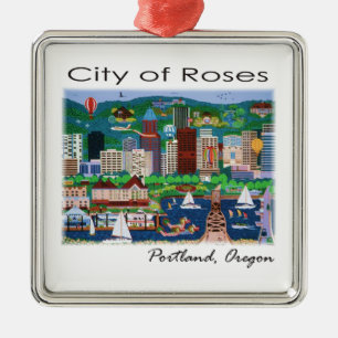 Portland~ The City of Roses Metal Tree Decoration