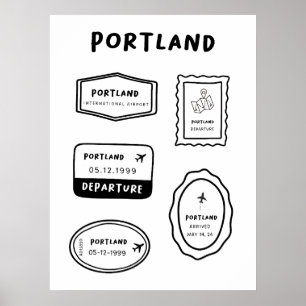 Portland - Travel Stamp Collection Minimalist Poster