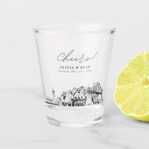 Portland Wedding Favor Cheers Shot Glass