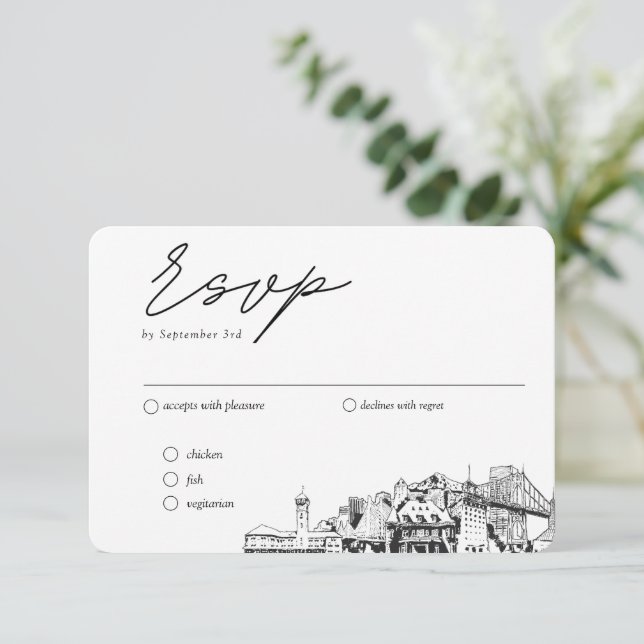 Portland Wedding Traditional RSVP Meal Options Enclosure Card (Standing Front)