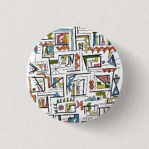 Portland-Whimsical Abstract Geometric Art 3 Cm Round Badge