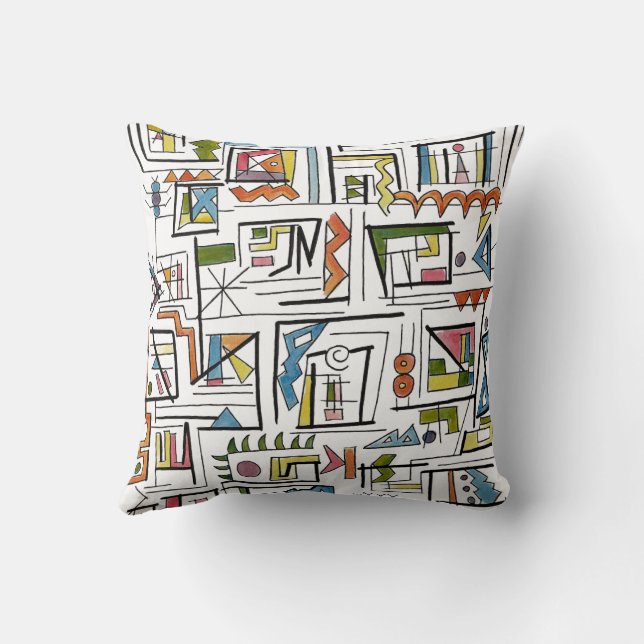 Portland-Whimsical Abstract Geometric Art Cushion (Back)