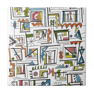 Portland-Whimsical Abstract Geometric Art Tile