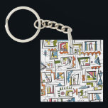 Portland-Whimsical Abstract Geometric Watercolor  Key Ring<br><div class="desc">Portland-Whimsical Keychain With Hand Painted Abstract Geometric Watercolor Art</div>