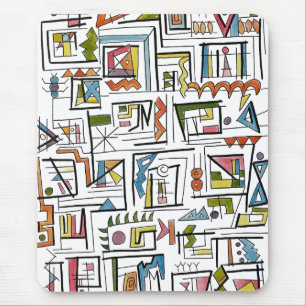 Portland-Whimsical Modern Geometric Art Mouse Pad