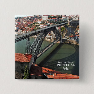 Porto bridge over Douro River, Portugal 15 Cm Square Badge