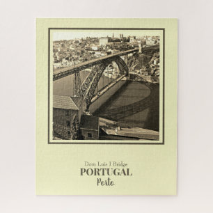 Porto bridge over Douro River, Portugal, sepia Jigsaw Puzzle