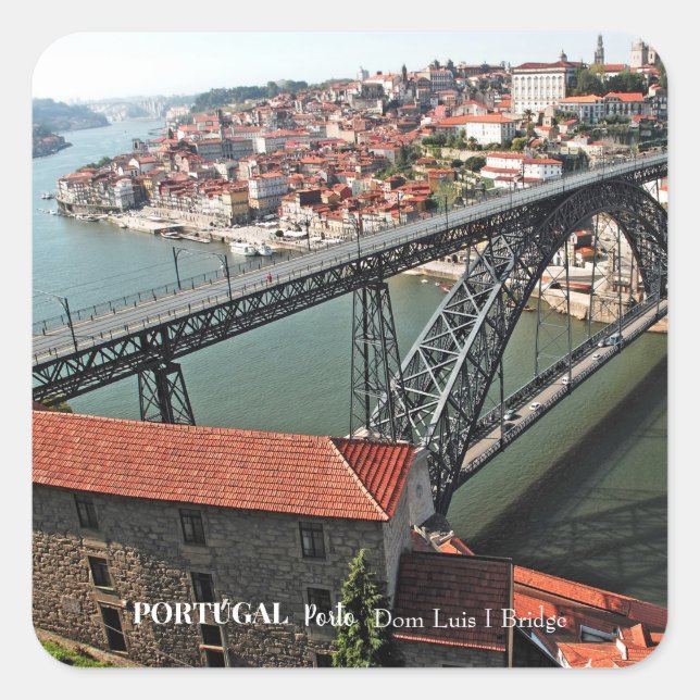 Porto bridge over Douro River, Portugal Square Sticker (Front)