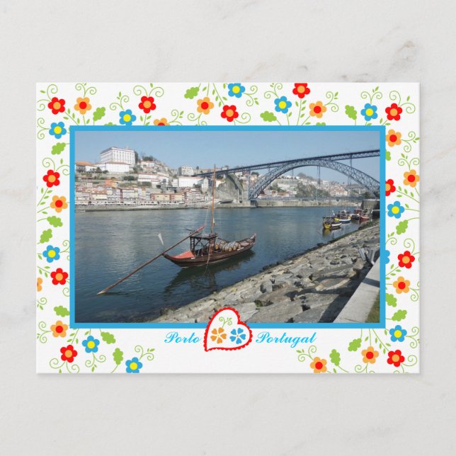 Porto city view across river and bridge, Portugal Postcard (Front)