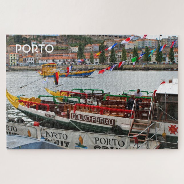 Porto: Cruise boats at the dock, Portugal Jigsaw Puzzle (Horizontal)