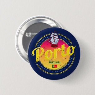 Porto in Portugal Ship Retro Sunset Vintage 6 Cm Round Badge