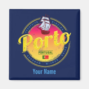 Porto in Portugal Ship Retro Sunset Vintage Luggag Magnet