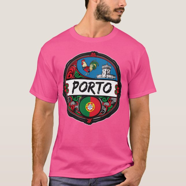 Porto Portugal Flag Badge Travel Souvenir Porto St T-Shirt (Front)