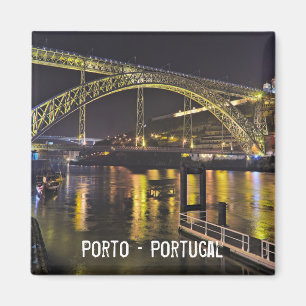 Porto - Portugal. Night Scene Near Douro River Magnet