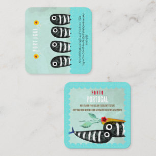 Porto Portugal sardinen aqua turquoise Square Business Card