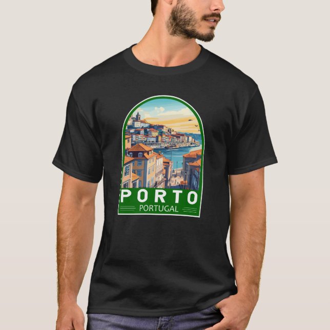 Porto Portugal Travel Art Emblem T-Shirt (Front)