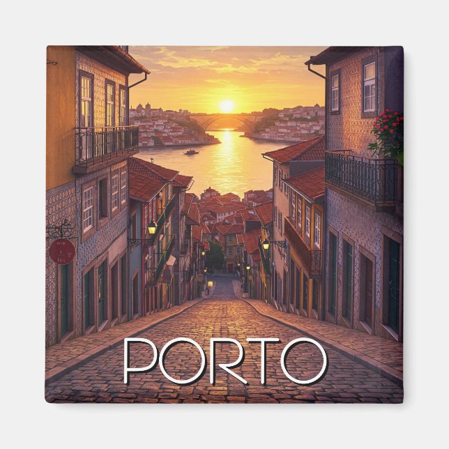 Porto Portugal Travel Sunset Magnet (Front)