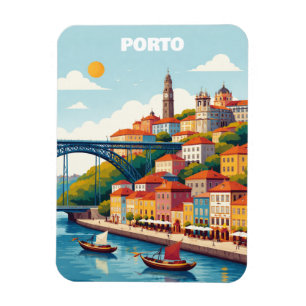 Porto Portugal Vintage Travel Art Magnet