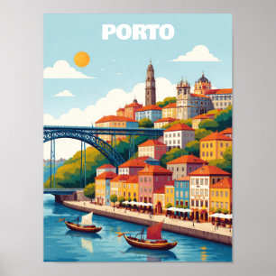 Porto Portugal Vintage Travel Art Poster